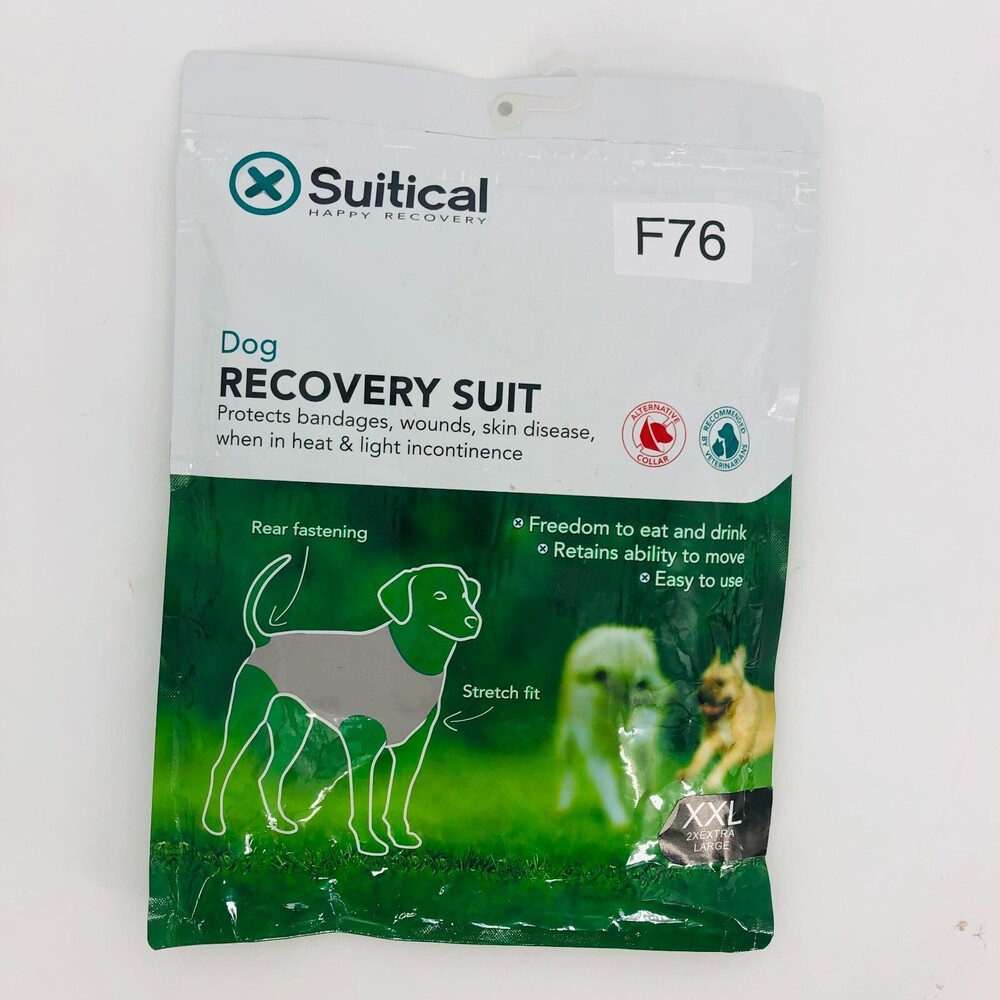 Suitical Happy Recovery Black Stretch Fit Dog Recovery Suit Size XX-Large